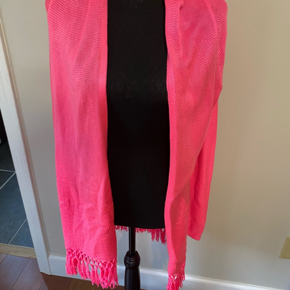 Lily Pulitzer Vibrant Pink Shawl with Fringe